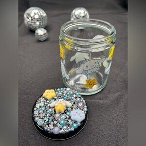 Cute Glass Stash Jar with Decorated Lid